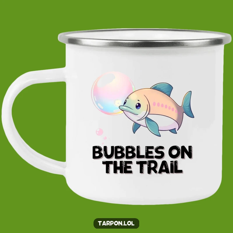 Funny Tarpon Bubble Chase Camping Mug: Outdoor Fun - Humorous Adventure Gift