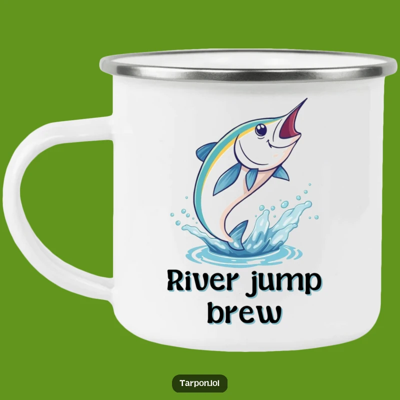Funny Tarpon Leaping Camping Mug: Durable Fish Cup, Outdoor Funny Gift
