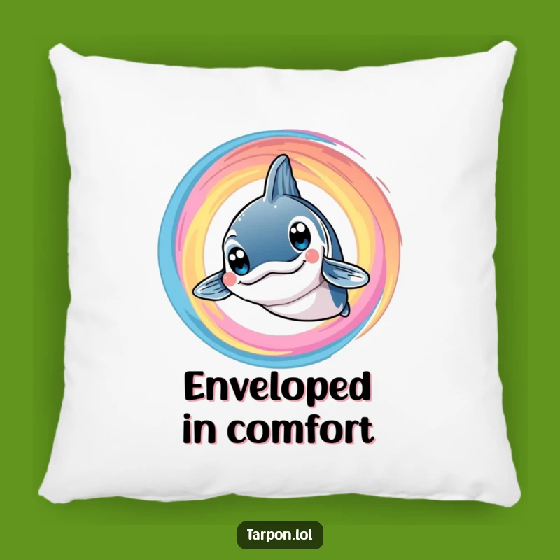 Funny Tarpon Swirl Pillow: Cozy Smile Comfort - Adorable Humorous Accent