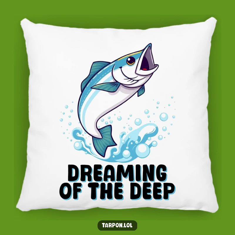 Funny Kawaii Tarpon Pillow: Bubbly Water Comfort - Adorable Humorous Decor