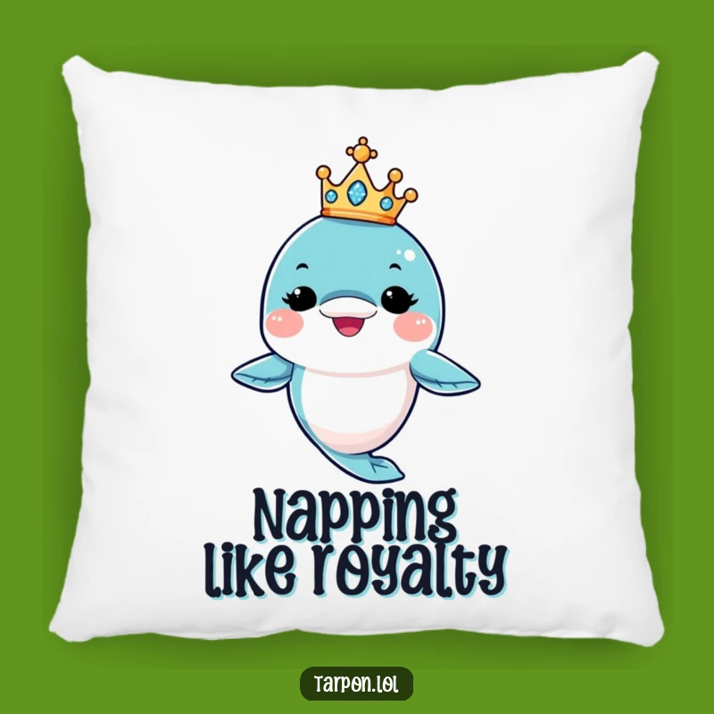 Funny King Tarpon Pillow: Royal Comfort - Adorable Humorous Accent