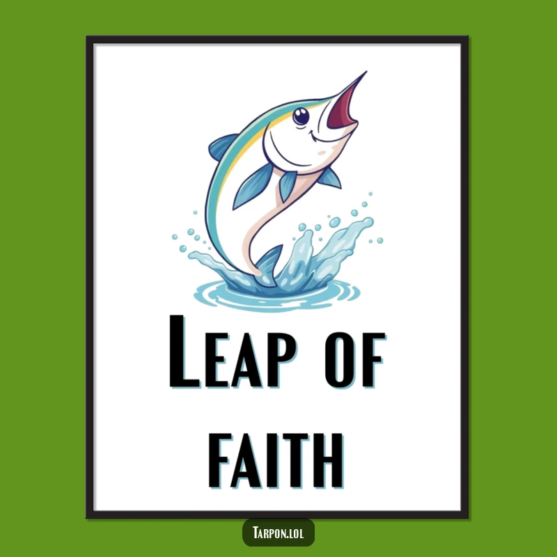 Funny Tarpon Leaping Digital Art: Dynamic Fish Download, Instant Funny Gift Decor