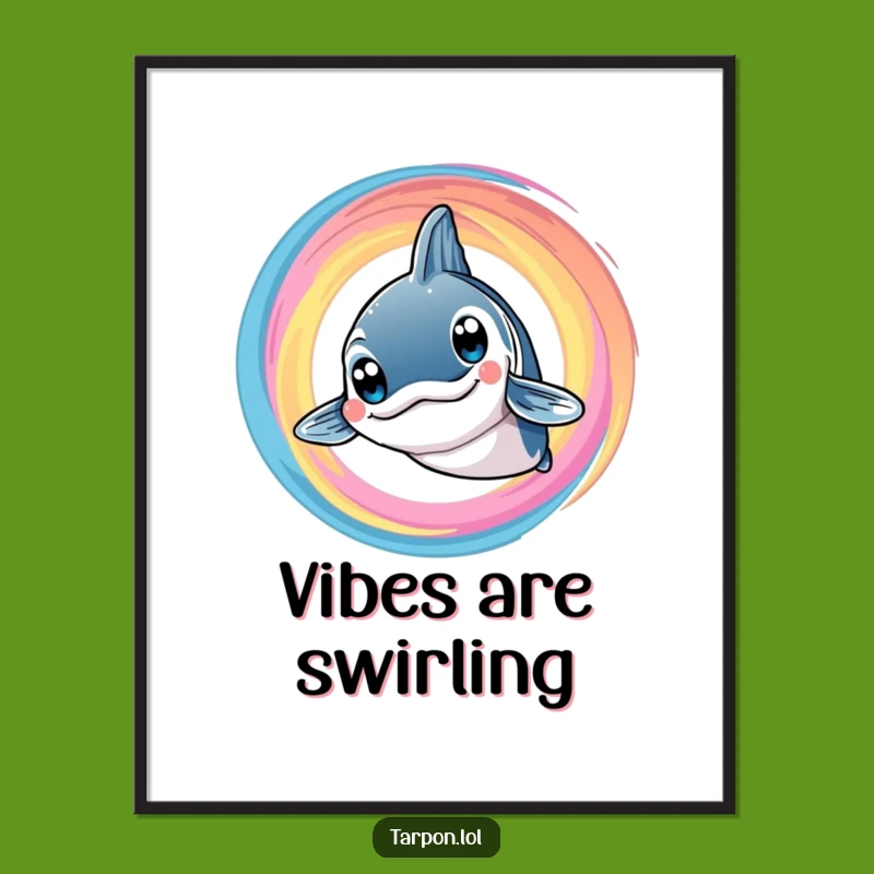 Funny Tarpon Swirl Digital Art: Big Eyes Smile - Instant Humorous Decor