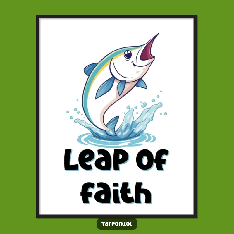 Funny Tarpon Leaping Poster: Dynamic Fish Art, Vibrant and Funny Gift Decor