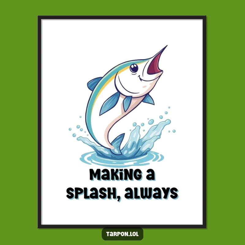 Dynamic Free Printable Wall Art: Leaping Tarpon Splash, Funny Downloadable Decor for Aquatic Fun