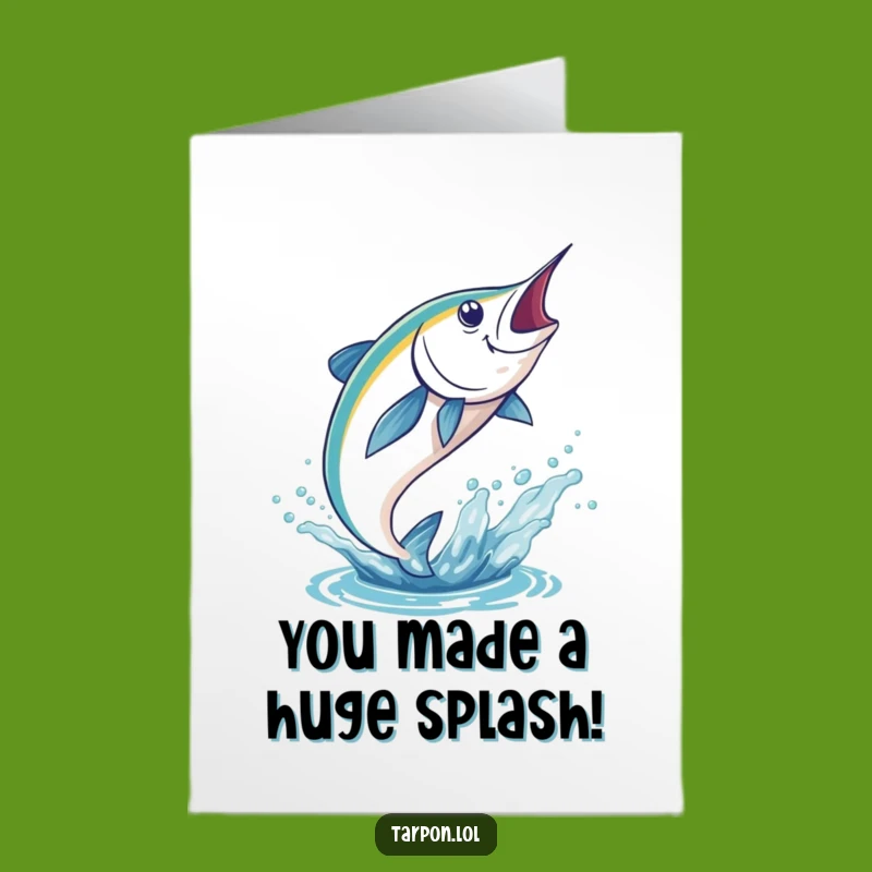 Victory Free Printable Congrats Card: Tarpon Leap, Funny Downloadable Gift for Big Wins