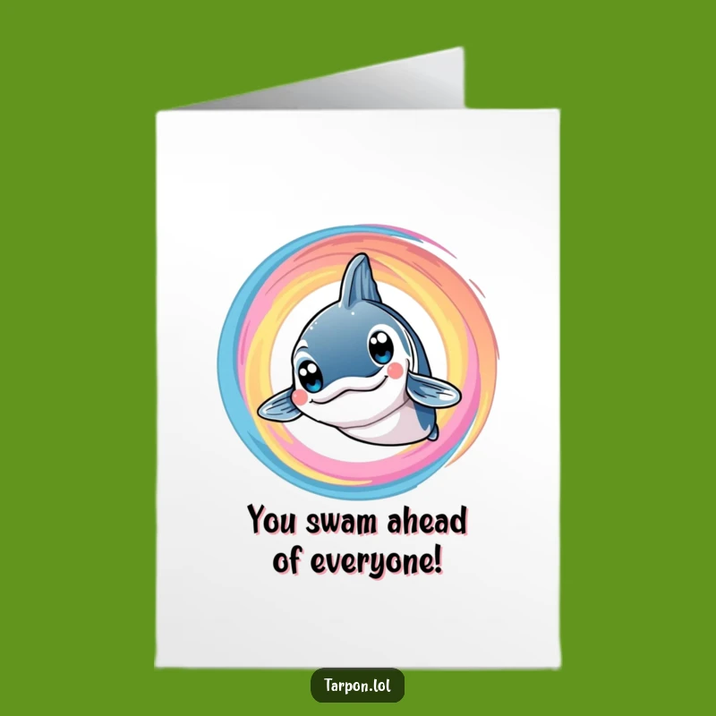 Free Printable Tarpon Card: Smiling Fish Swirl Congratulations Downloadable Gift