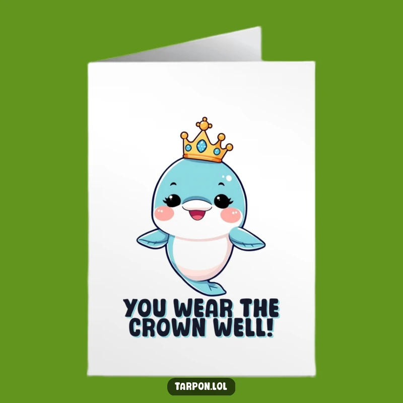 Free Printable Tarpon Card: Winking Crowned Tarpon Congrats Downloadable Gift