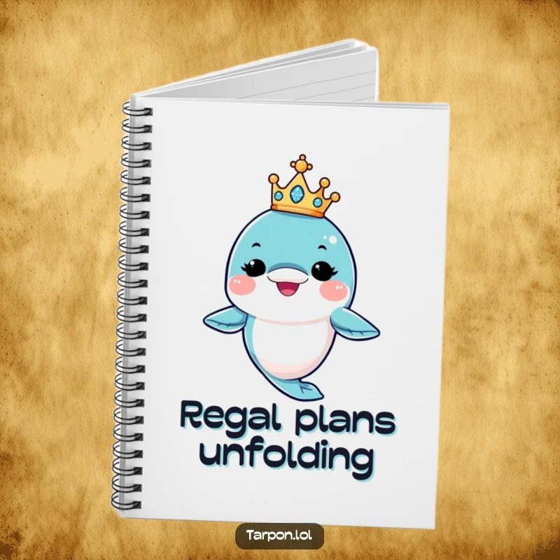 Funny King Tarpon Notebook: A tarpon character winks while balancing a sparkling crown, perfect for funny notes.