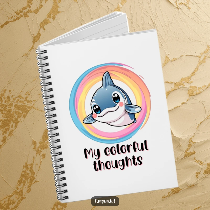Funny Tarpon Swirl Notebook: A happy tarpon with big eyes smiles within a colorful swirl, ideal for funny notes.