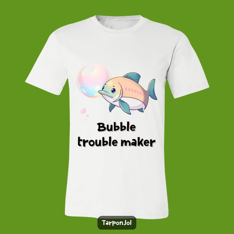 Funny Tarpon Bubble Chase T-Shirt: Playful Pursuit - Comical Fishing Apparel