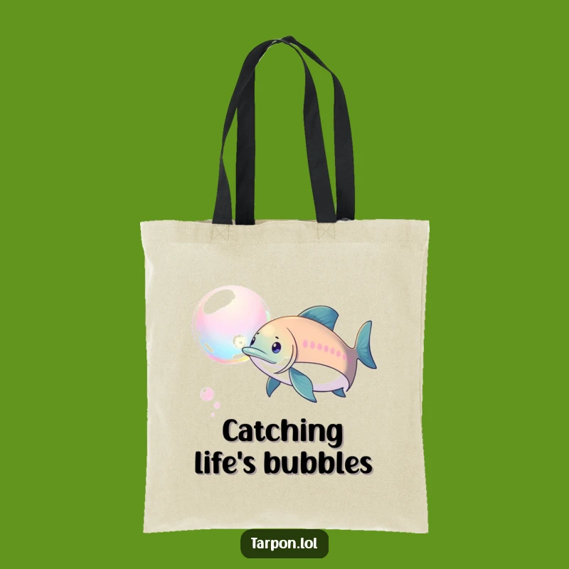 Funny Tarpon Bubble Chase Tote Bag: Playful Accessory - Chic Humorous Gift