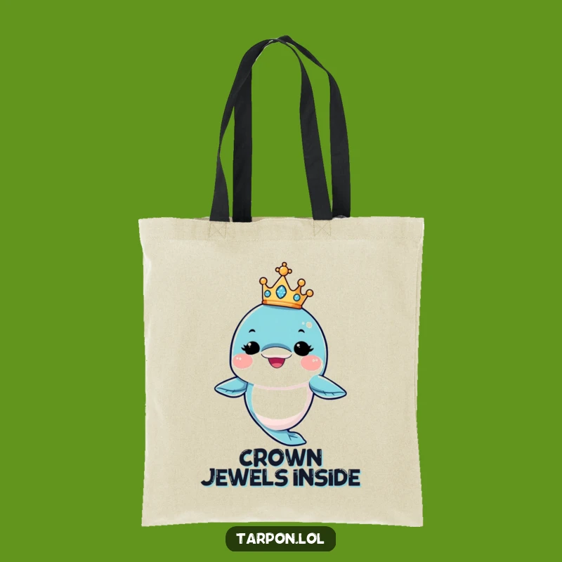 Funny King Tarpon Tote Bag: Winking Crown Style - Chic Humorous Accessory